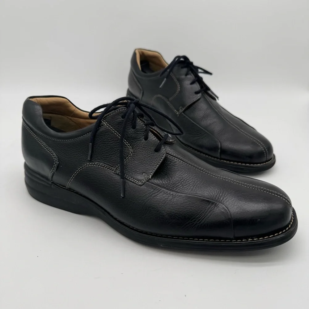 Johnston & Murphy Shuler Black Leather Bicycle Toe Derby Shoe Size 13 M